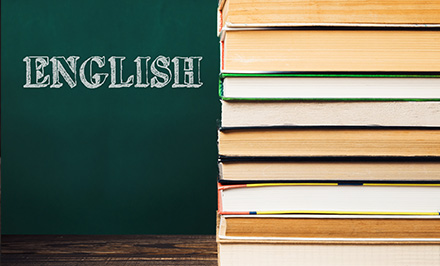 stack of books with the word English on a chalkboard background three educational resources