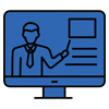 illustration of a person giving a presentation on a computer screen teaching tips for 2 key concepts